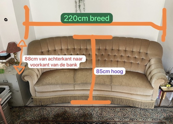 Image 1 of Gebogenes 3-Sitzer-Sofa aus Samt