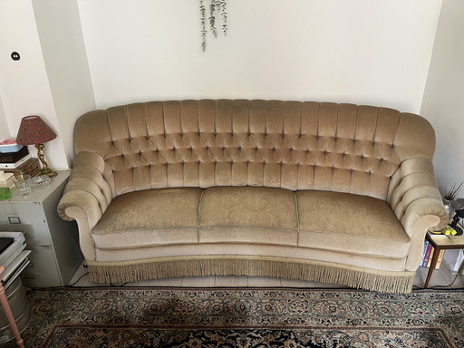 Gebogenes 3-Sitzer-Sofa aus Samt