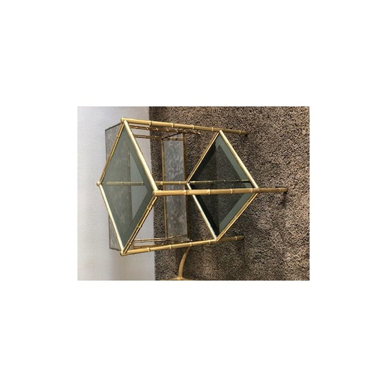 Image 1 of Vintage-Beistelltisch aus Messing und getöntem Glas von Maison Baguès, Frankreich 1960
