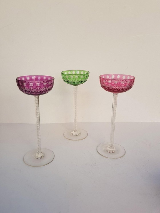 Image 1 of 3X Antike Likörgläser von Josephinenhütte