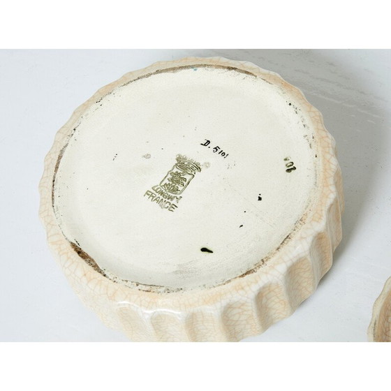 Image 1 of Vintage Art Deco runde Dose aus glasierter Keramik, 1930