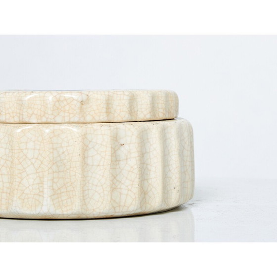 Image 1 of Vintage Art Deco runde Dose aus glasierter Keramik, 1930