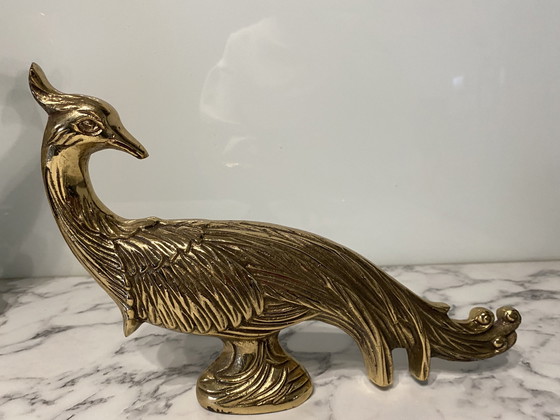 Image 1 of Vintage Hollywood Regency, Pfauen aus Messing