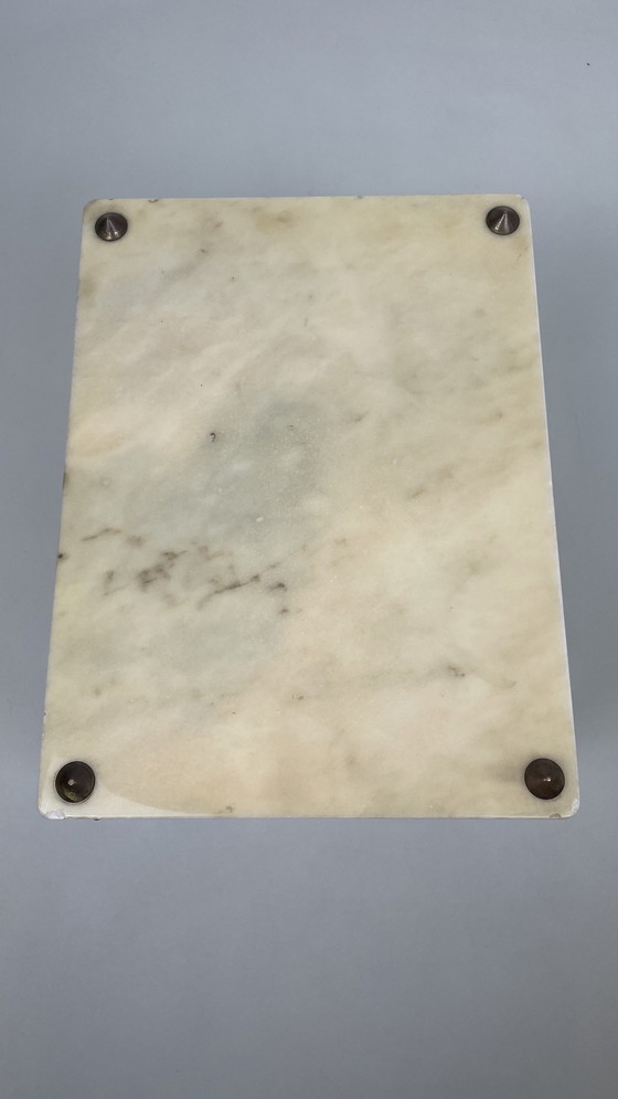 Image 1 of Vintage-Marmor-Beistelltisch auf Messingbeinen