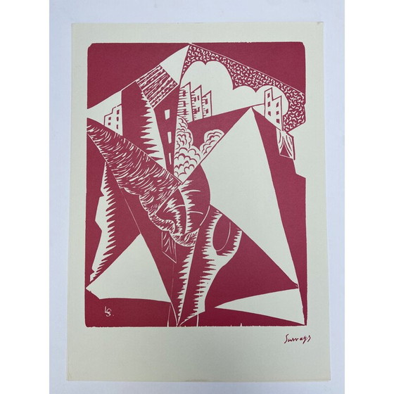 Image 1 of Rosa Dorf-Lithographie von Leopold Survage, 1950