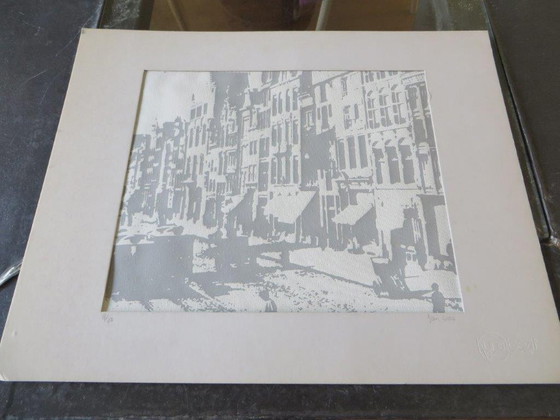Image 1 of Jan Vos Siebdruck Stadtbild 1930er (Netherlands Art Property)