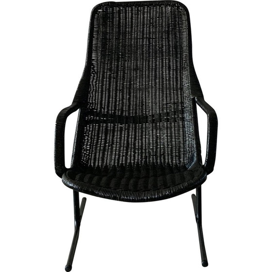 Image 1 of Vintage 514 C Sessel aus Rattan und Stahl von Dirk Van Sliedregt für Gebroeders Jonkers Noordwolde, 1960