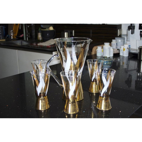 Image 1 of Orangeade-Set aus goldverziertem Glas, 1970