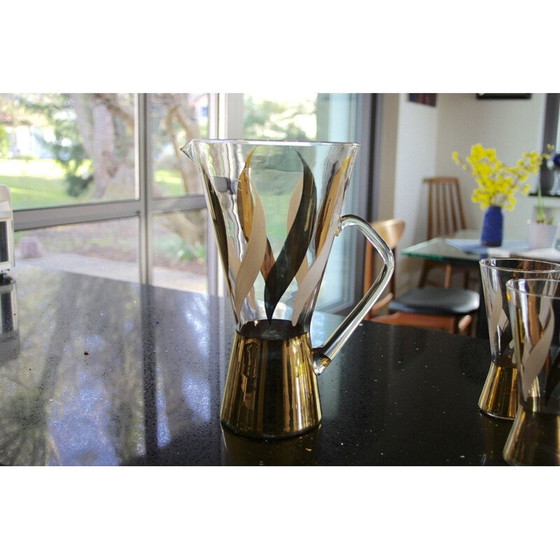 Image 1 of Orangeade-Set aus goldverziertem Glas, 1970