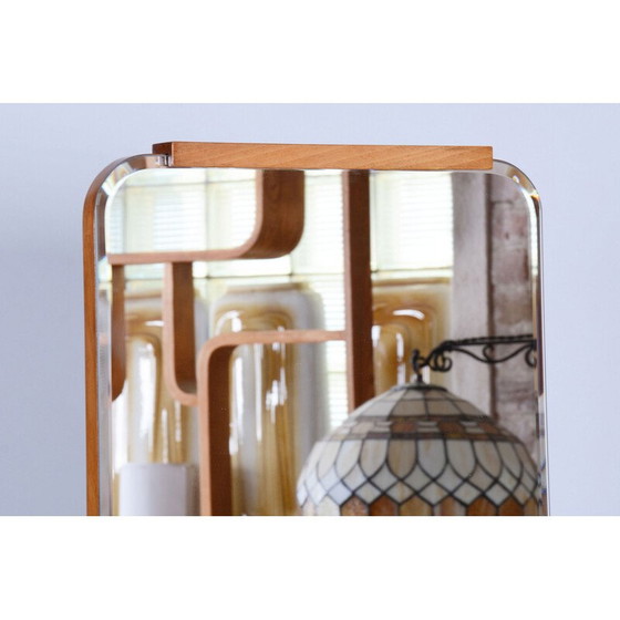 Image 1 of Vintage Bauhaus Chrom und Nussbaum Kosmetikspiegel für Mücke Melder, Tschechoslowakei 1930