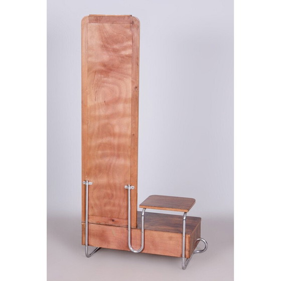 Image 1 of Vintage Bauhaus Chrom und Nussbaum Kosmetikspiegel für Mücke Melder, Tschechoslowakei 1930