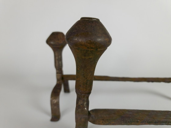 Image 1 of Feuerböcke - Antik - Schmiedeeisen - Rococo/ Louis IV-Stil - 18. Jahrhundert