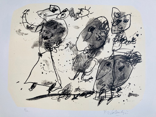 Kees Salentijn - Party Time II (Schwarzweiß) Lithographie