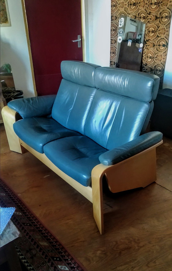 Image 1 of Stressless Verstellbares Zweisitzer-Sofa aus Ekorness-Leder