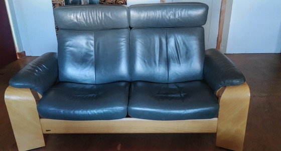 Image 1 of Stressless Verstellbares Zweisitzer-Sofa aus Ekorness-Leder