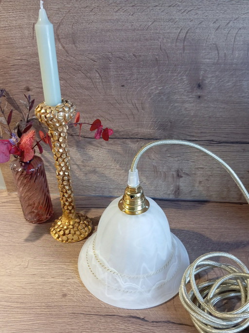 Nomadische Handleuchte aus mattem Glas und Marmor, Vintage