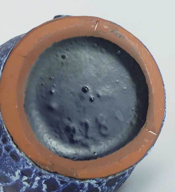 Image 1 of Große Vintage Kreutz-Keramik Vase Form 228 Fat Lava Tropfglasur Blautöne Intensives Blau