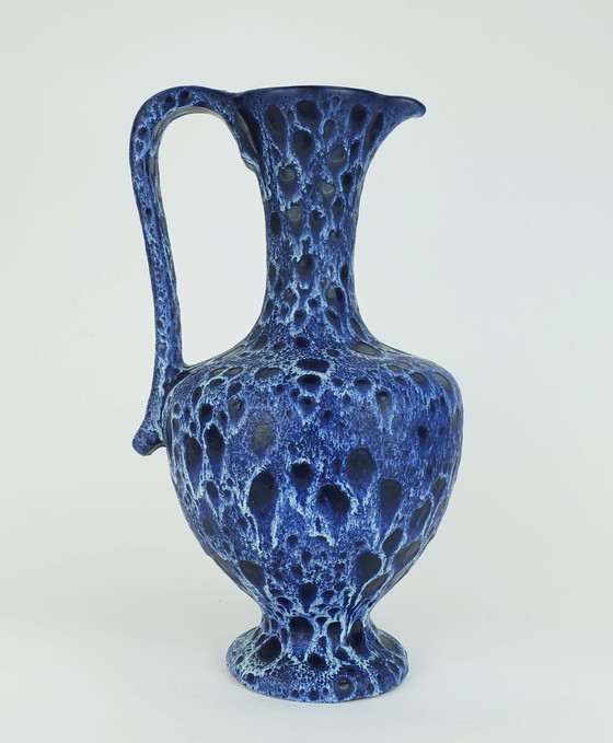 Image 1 of Große Vintage Kreutz-Keramik Vase Form 228 Fat Lava Tropfglasur Blautöne Intensives Blau