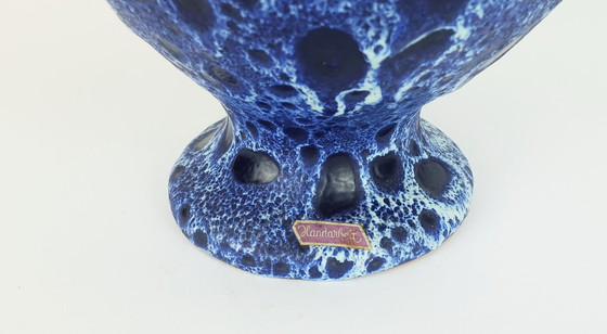 Image 1 of Große Vintage Kreutz-Keramik Vase Form 228 Fat Lava Tropfglasur Blautöne Intensives Blau