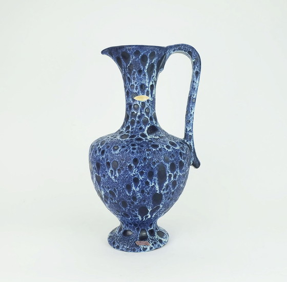 Image 1 of Große Vintage Kreutz-Keramik Vase Form 228 Fat Lava Tropfglasur Blautöne Intensives Blau