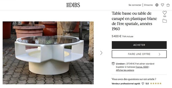 Image 1 of Vintage Ufo Couchtisch - Jean Maneval - Space Age - 1970