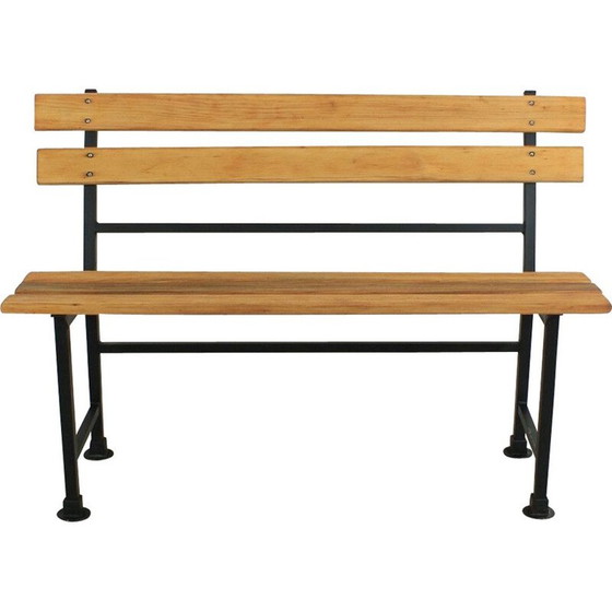 Image 1 of Vintage-Bank Erlenholz, Metall 1960er Jahre