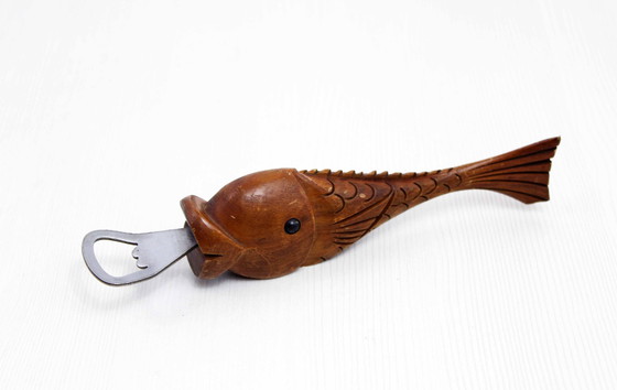 Image 1 of Flaschenöffner "Poisson" Vintage Aus Holz, Frankreich 1960