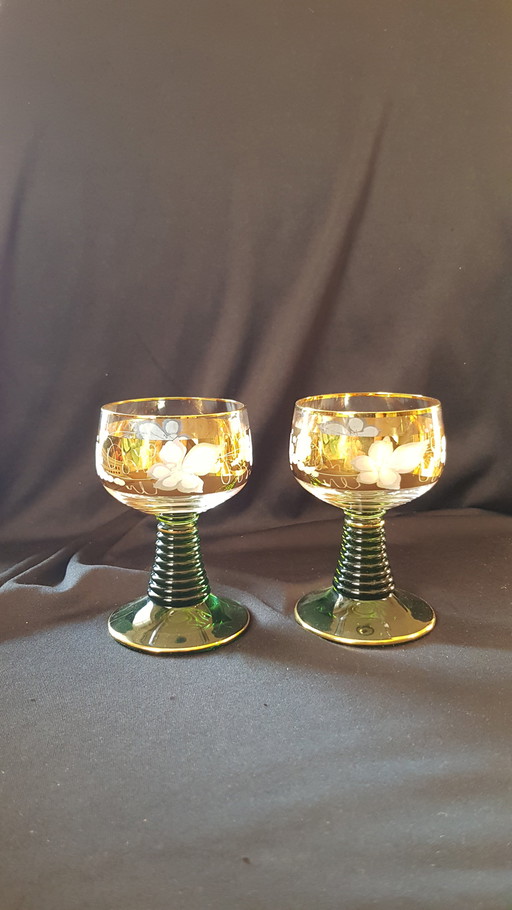 Römerglas Gold/Grün Vintage 