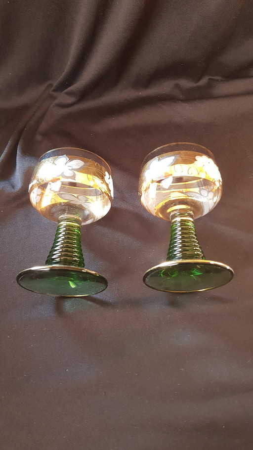 Römerglas Gold/Grün Vintage 