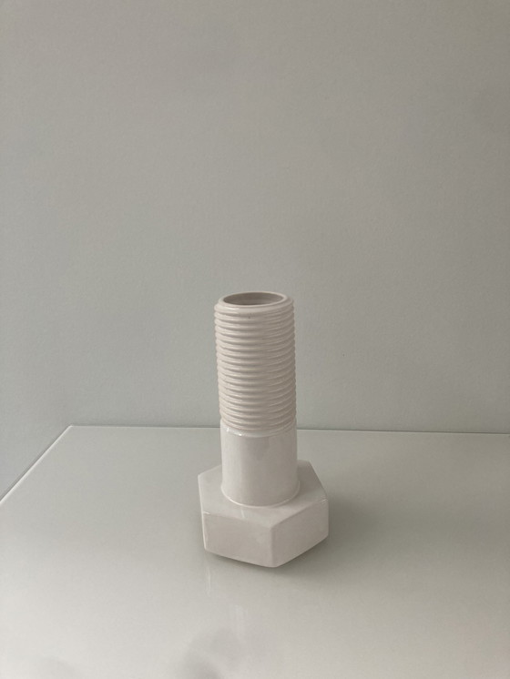 Image 1 of Schraube es! Weiße Keramikvase, Dutch Design
