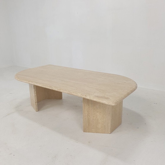 Image 1 of Italienischer Couchtisch aus Travertin, 1980er Jahre