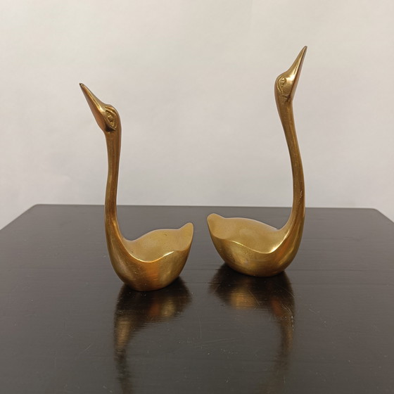 Image 1 of Set Messing Schwäne Figuren (2)