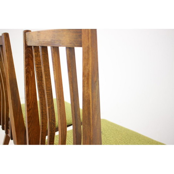 Image 1 of Satz von 4 Esszimmerstühlen aus Holz und Stoff, Tschechoslowakei 1960er Jahre