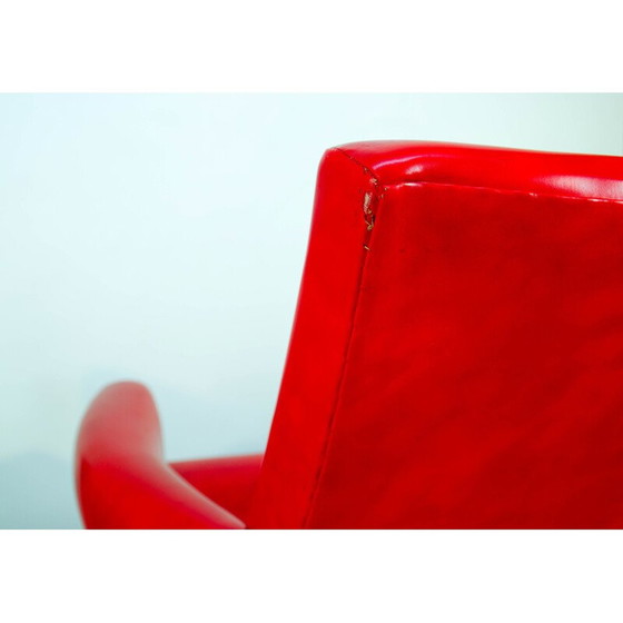 Image 1 of Ein Paar rote Drehsessel von Drevotvar, 1978