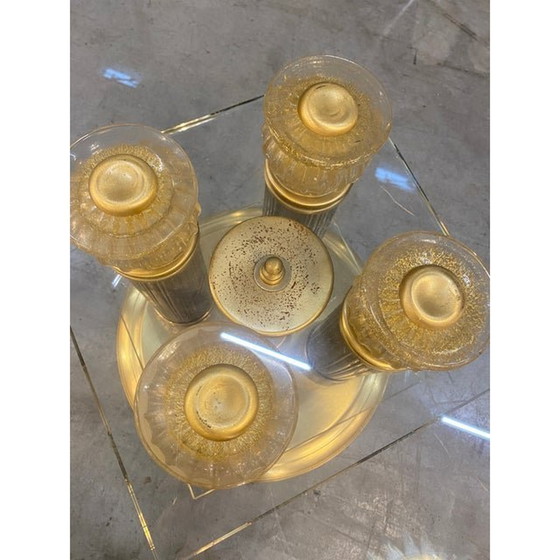 Image 1 of 1980S Vintage venezianischen Schwarz und Gold Couchtisch in Muranoglas zugeschrieben