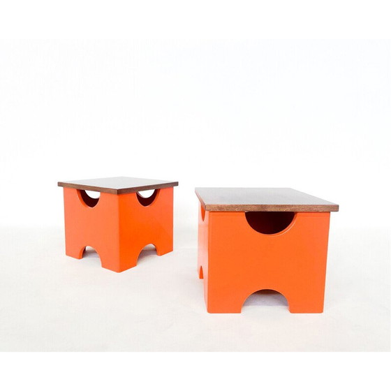 Image 1 of Ein Paar Dado-Hocker aus der Mitte des Jahrhunderts von Ettore Sottsass