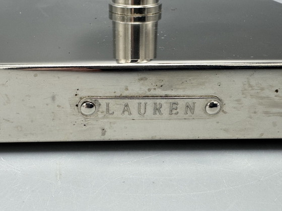 Image 1 of Vintage Ralph Lauren Silber Chrom Banker's Tabelle Dual Lampe