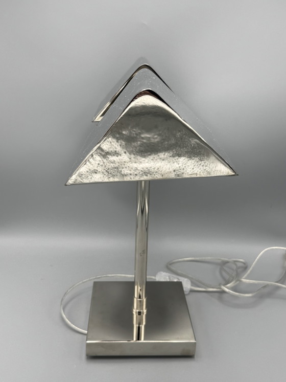 Image 1 of Vintage Ralph Lauren Silber Chrom Banker's Tabelle Dual Lampe