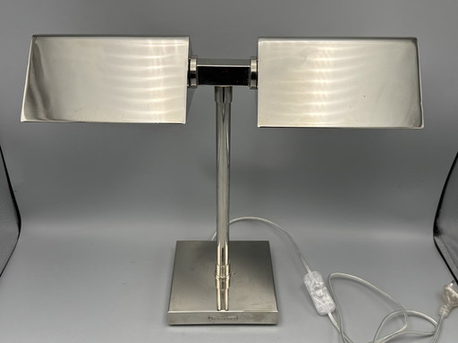 Vintage Ralph Lauren Silber Chrom Banker's Tabelle Dual Lampe