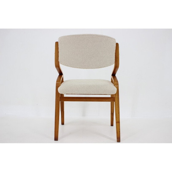 Image 1 of Satz von 4 Stühlen aus Bugholz und Bouclé-Stoff von Ludvík Volák für Dřevopodnik Holešov, Tschechoslowakei 1970er Jahre