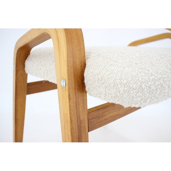 Image 1 of Satz von 4 Stühlen aus Bugholz und Bouclé-Stoff von Ludvík Volák für Dřevopodnik Holešov, Tschechoslowakei 1970er Jahre