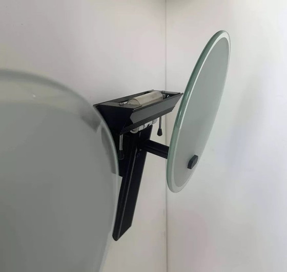 Image 1 of 2X Vintage Wandleuchte, Schwarzes Metall Und Sandgestrahltes Glas, Italien 1980