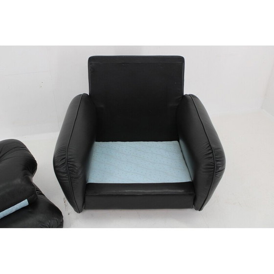 Image 1 of Sessel aus schwarzem Leder, Italien 1970
