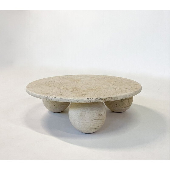 Image 1 of Runder Couchtisch aus Travertin, Italien