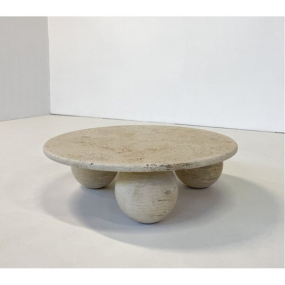 Image 1 of Runder Couchtisch aus Travertin, Italien