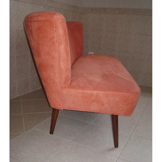 Image 1 of 2-sitziges Vintage-Sofa, neu gepolstert mit Samt, 1950