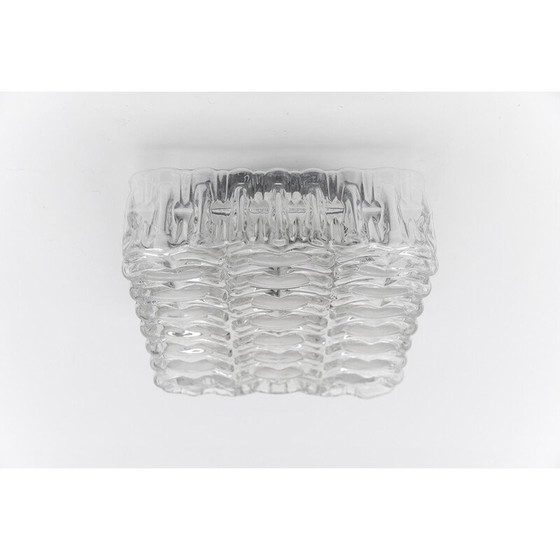 Image 1 of Viereckige Deckenlampe aus Eisglas und Metall, 1960