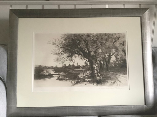 Ernest C. Rost Radierung von 1890 – lithos zeefdrukken, Canvas, Klassiek