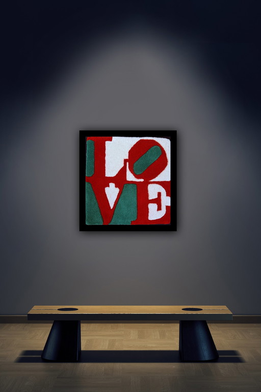 Robert Indiana: "Magyarische Liebe". Teppichboden.