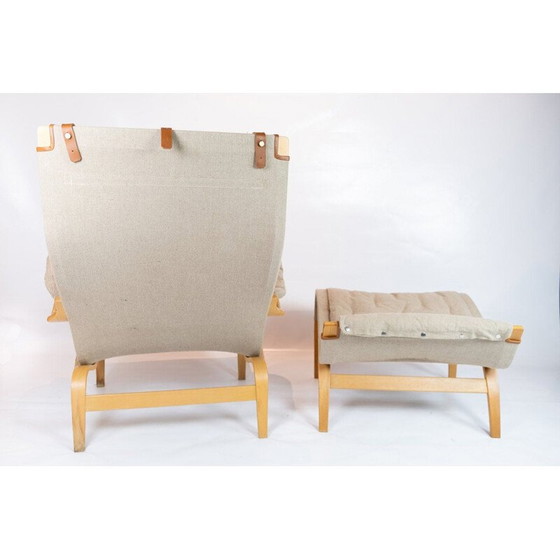 Image 1 of Vintage Pernille Sessel mit Hocker von Bruno Mathsson und Dux 1960s